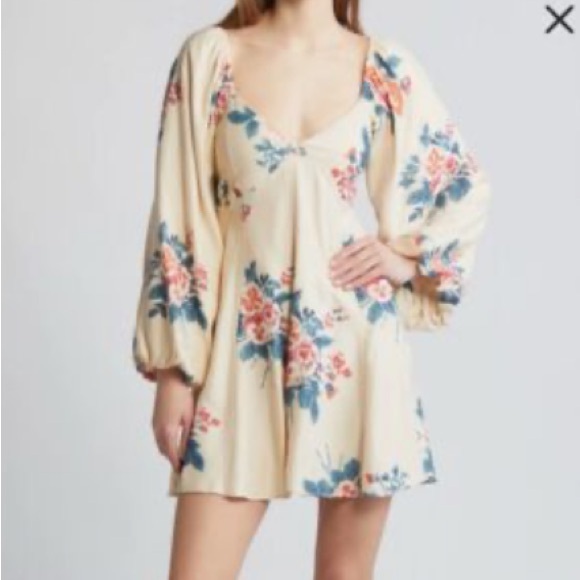 Free People Francesca mini dress size XS seersucker rosette - Picture 2 of 9